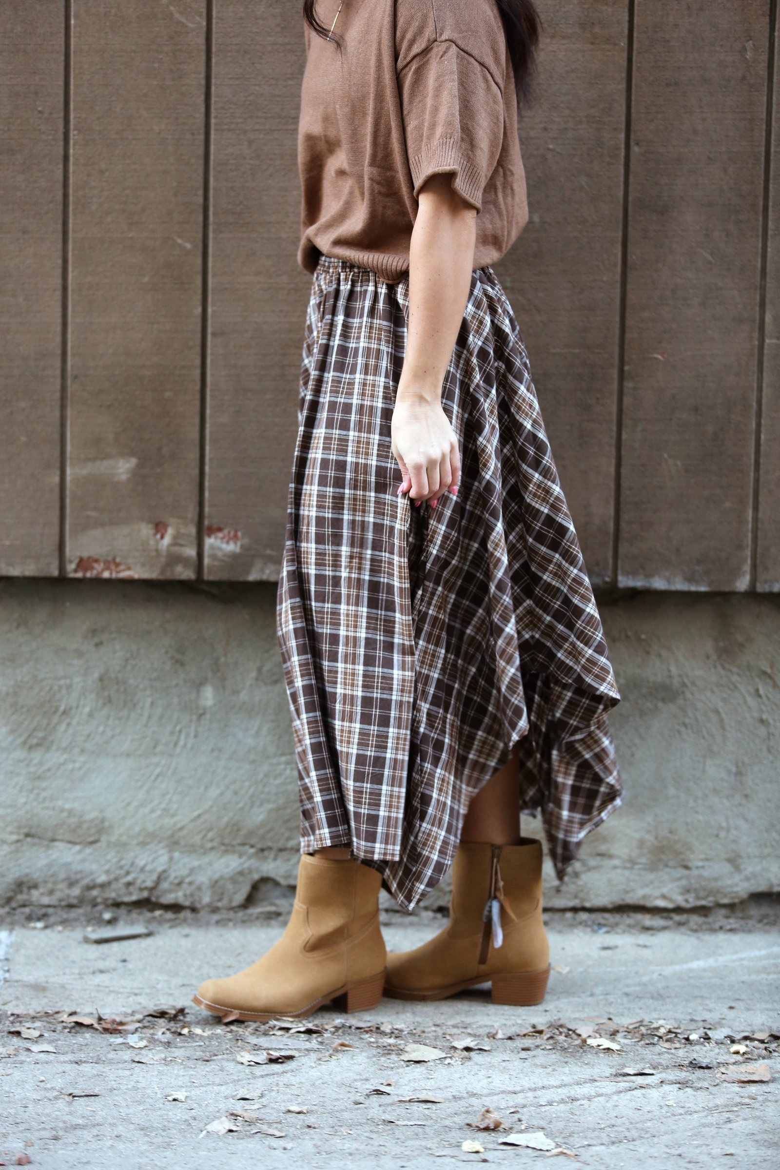 Plaid Unevenhem Mini Skirt